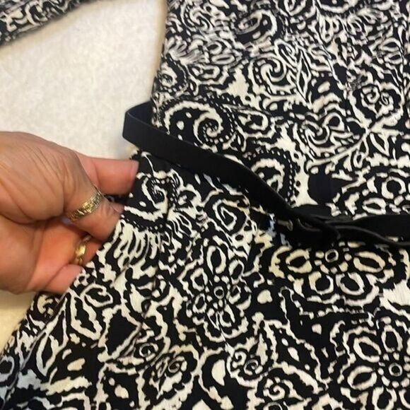 ZARA Long Fluid Loose-fit printed shirt Midi Dress With Belt‎ S - Picture 6 of 7